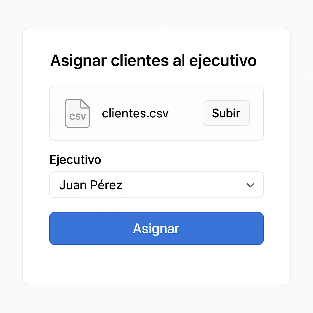 Carga masiva de clientes y asignación automática por ejecutivo