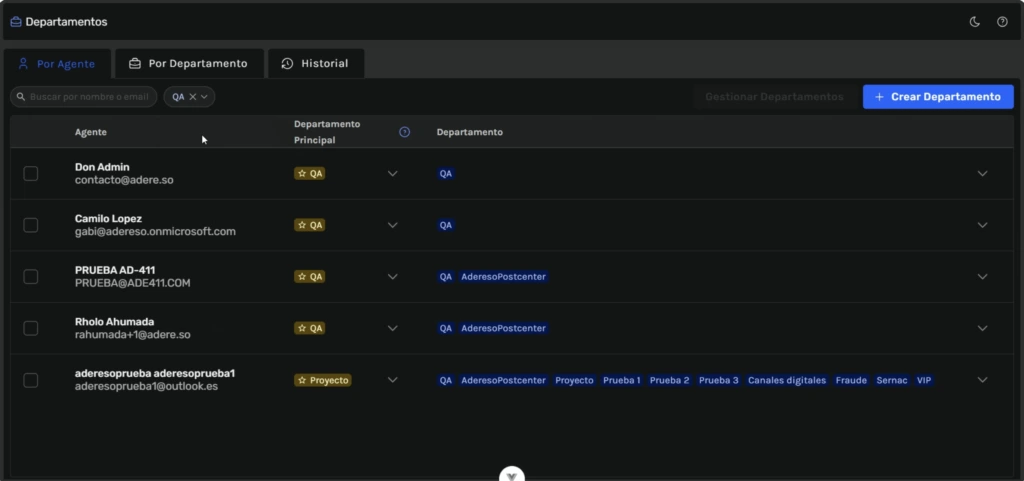 Nueva vista de departamentos: Agilidad y control