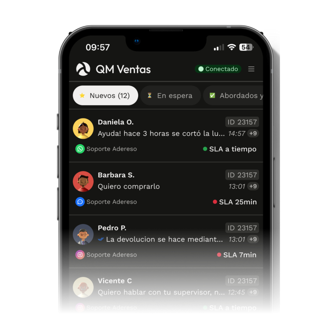 Bandeja de tickets ordenada en tiempo real