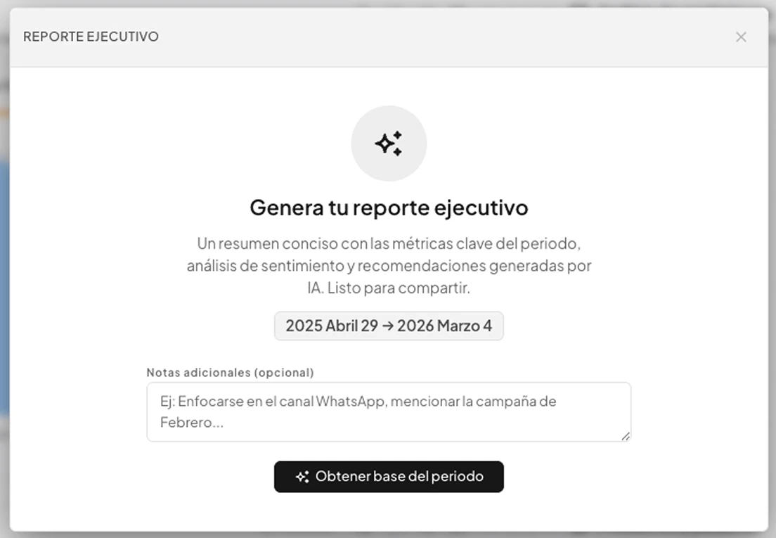 Exportar a CSV y vista tabular de conversaciones